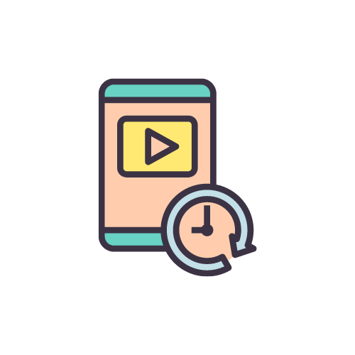 Short-form video content represented by a phone with clock